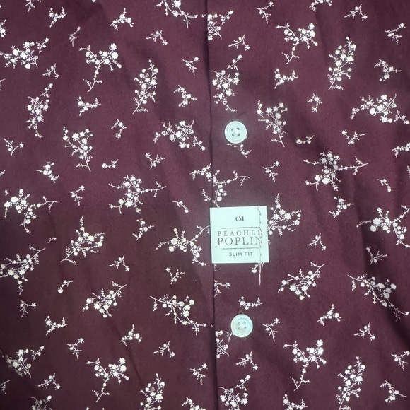 Men's Burgundy Floral Button-Down Shirt - Picture 2 of 7